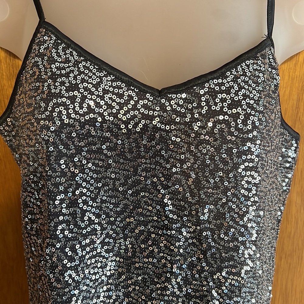 Express Dark Grey Sequin Adjustable Spaghetti Str… - image 2